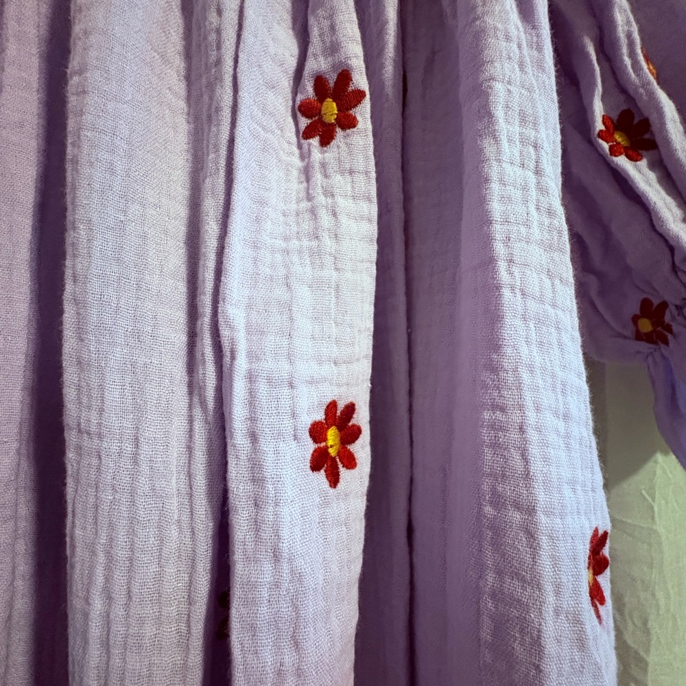 Lilac Floral Embroidered Maxi Dress Women's size L - Picture 5 of 7